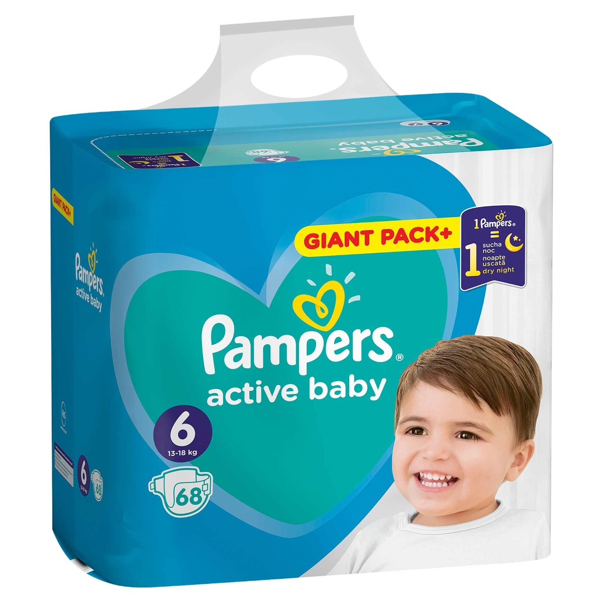 Scutece pentru copii Active Baby Marimea 6 13-18kg, 68 bucati, Pampers