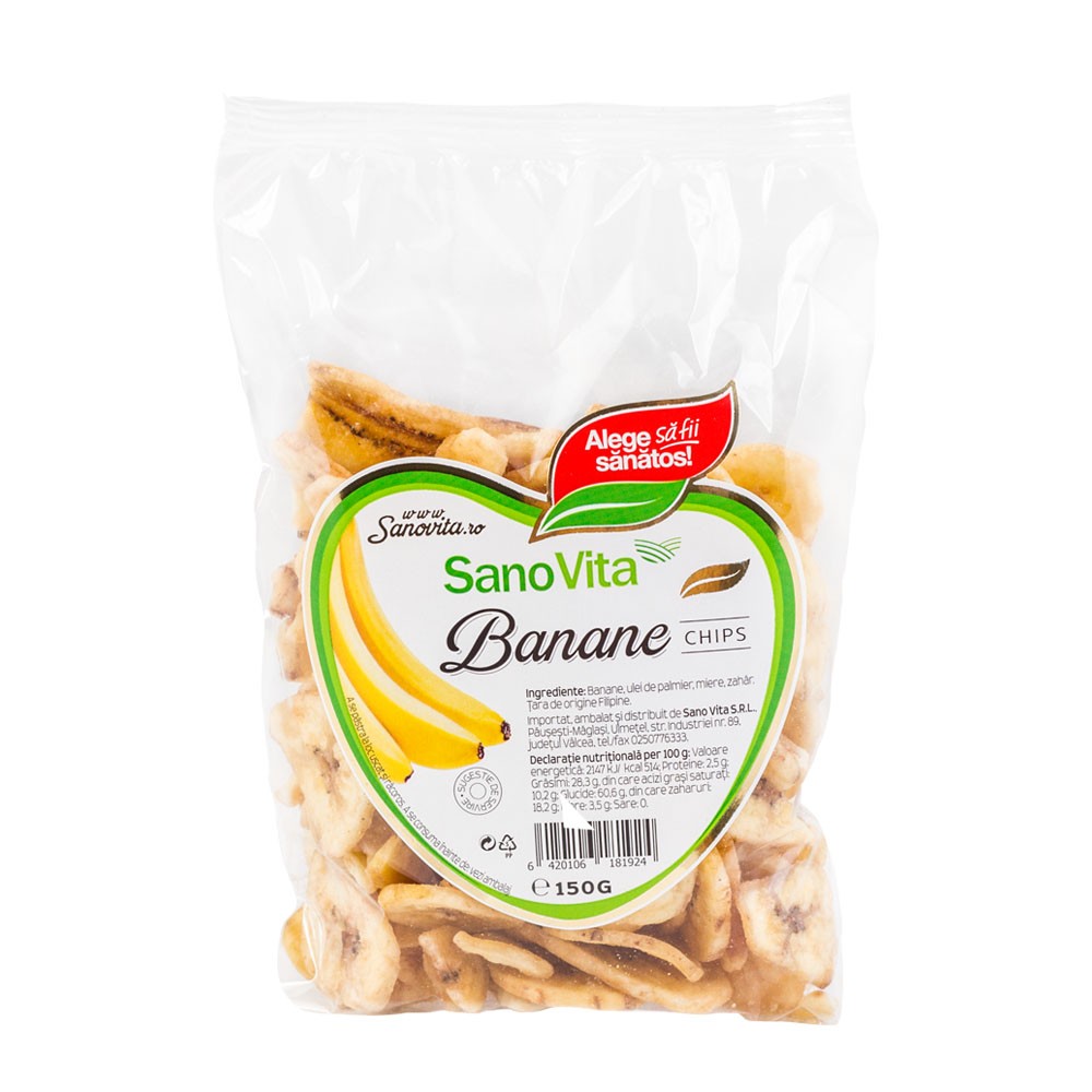 Chips de banana, 150g, SanoVita
