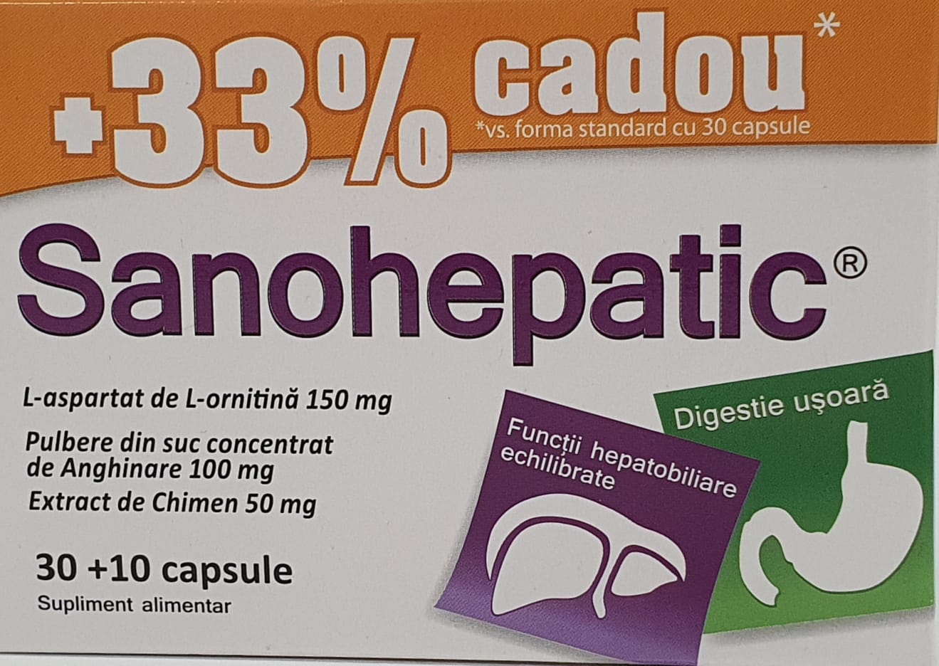 Sanohepatic, 30 capsule + 33% cadou, Zdrovit