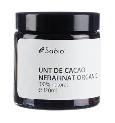 Unt de cacao nerafinat organic, 120ml, Sabio