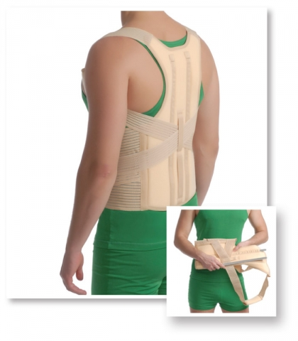 Orteza corset toraco-lombar (cu 2 atele de otel) 2035, S/M, 64-89cm, Bej, Medtextile