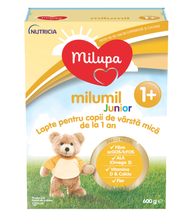 Lapte pentru copii de varsta mica de la 1 an Milumil Junior 1+, 600g, Milupa