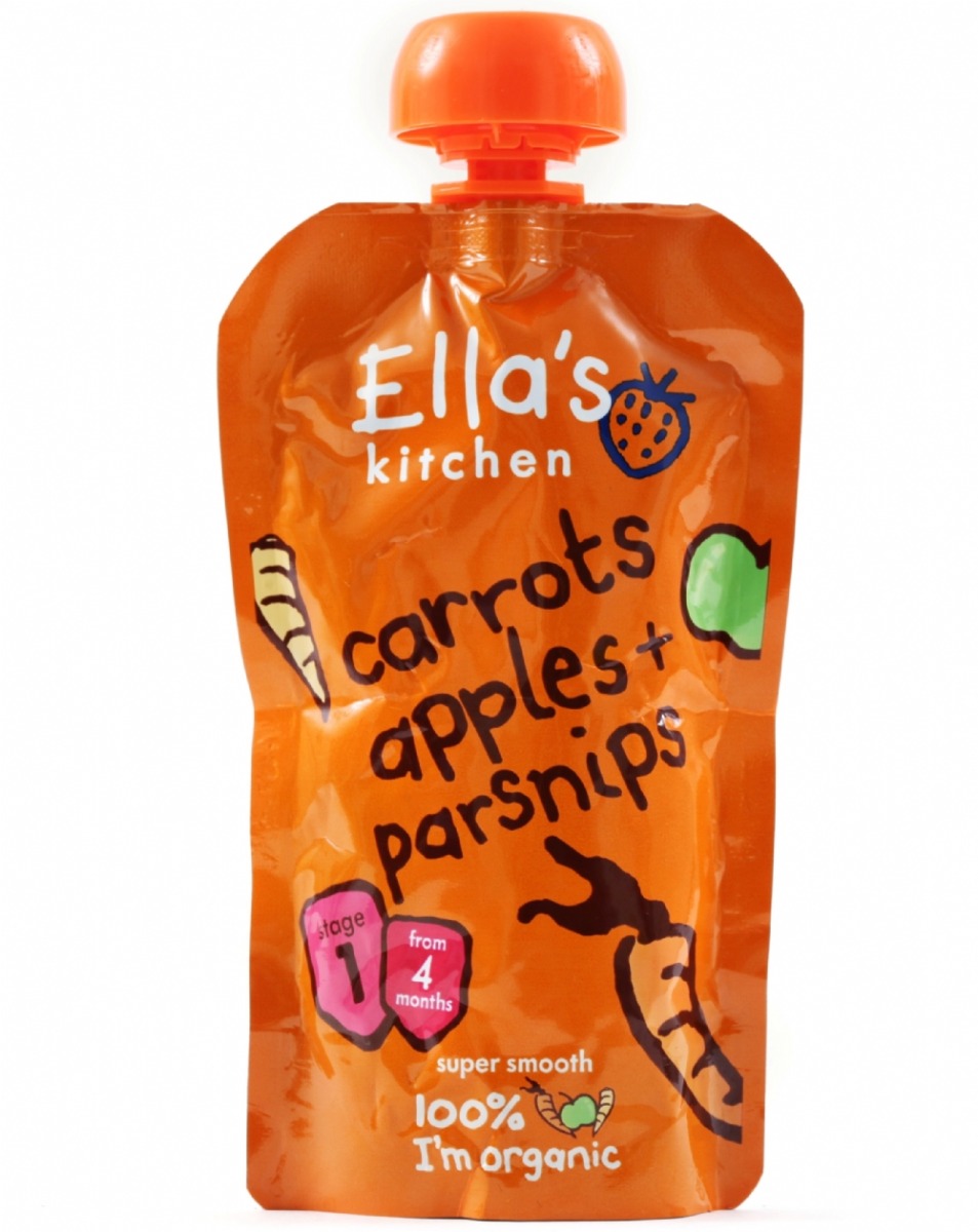 Piure Bio din morcov, mar si pastarnac, 120g, Ella’s Kitchen
