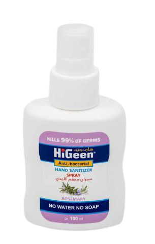 Spray dezinfectant pentru maini + masca si obiecte cu rosemary si alcool 70%, 100ml, HiGeen