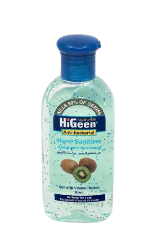 Gel dezinfectant de maini cu granule de vitamine A si E si lotiune hidratanta Kiwi, 110ml, HiGeen
