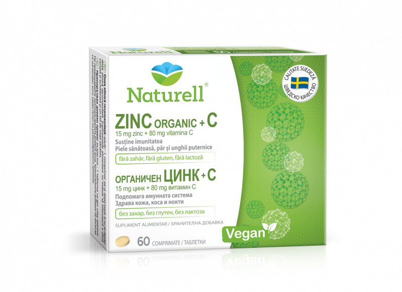Zinc organic + C, 60 comprimate, Naturell