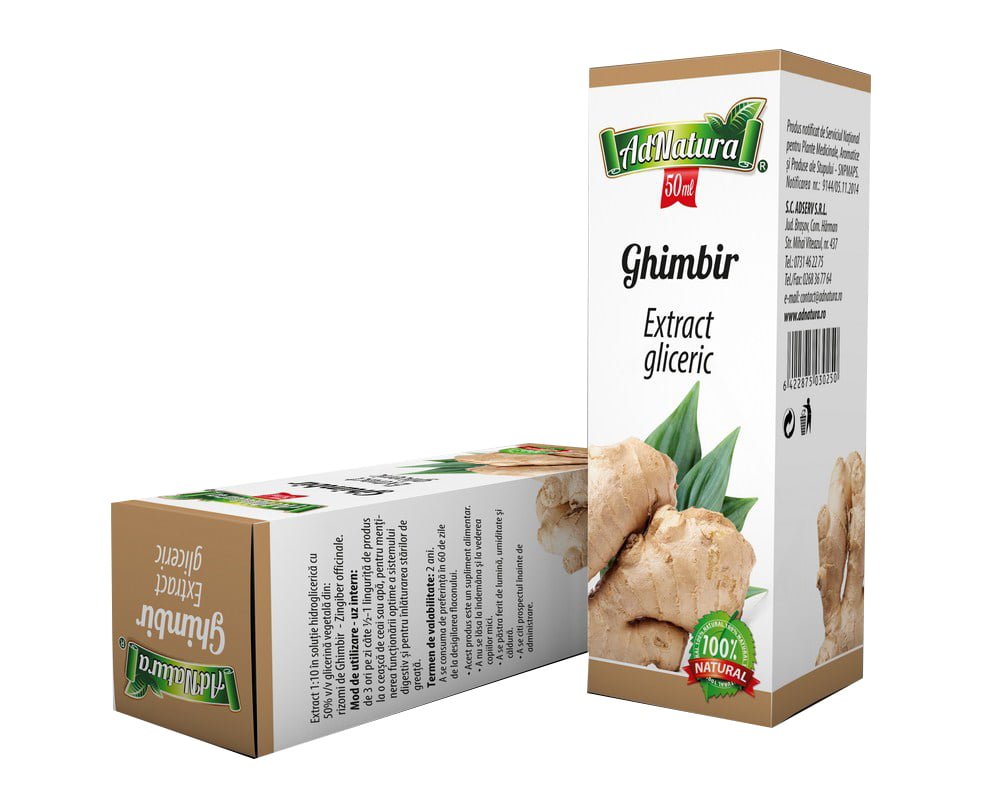 Extract gliceric de ghimbir, 50ml, AdNatura