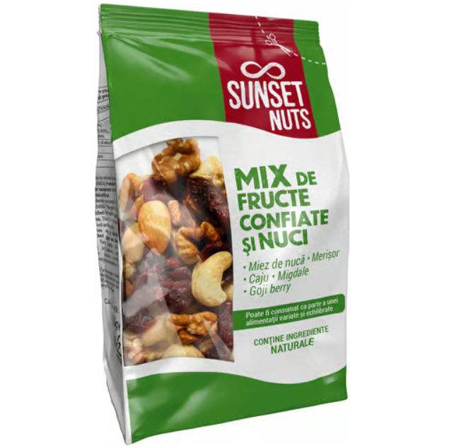 Mix de fructe confiate si nuci, 100g, Sunset Nuts