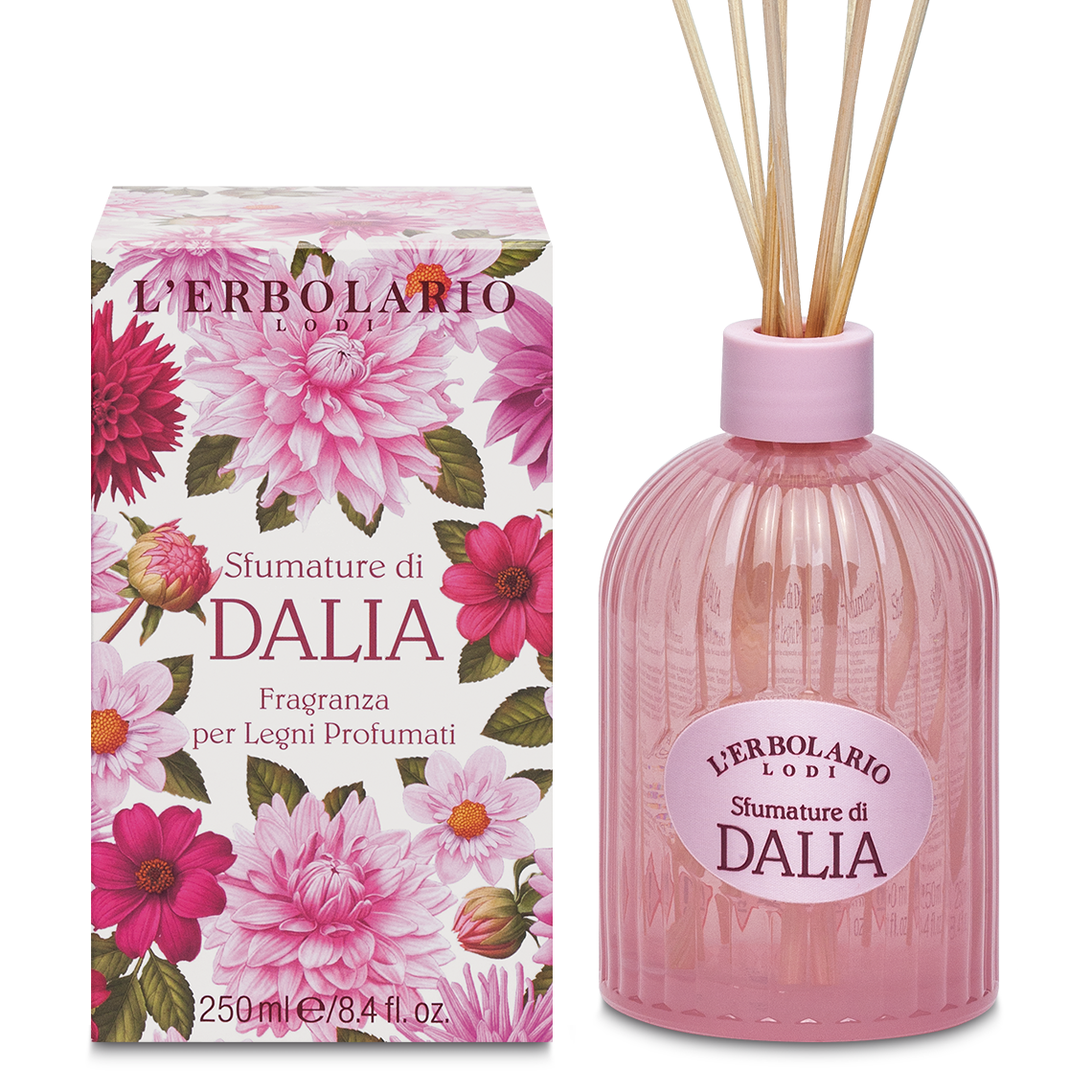 L'Erbolario Parfum pentru camera cu betisoare Shades of Dahlia, 250ml
