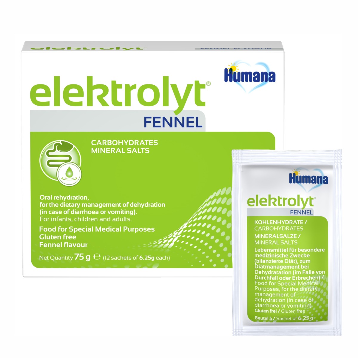 Elektrolyt cu fenicul pentru +0 luni, 75g, Humana