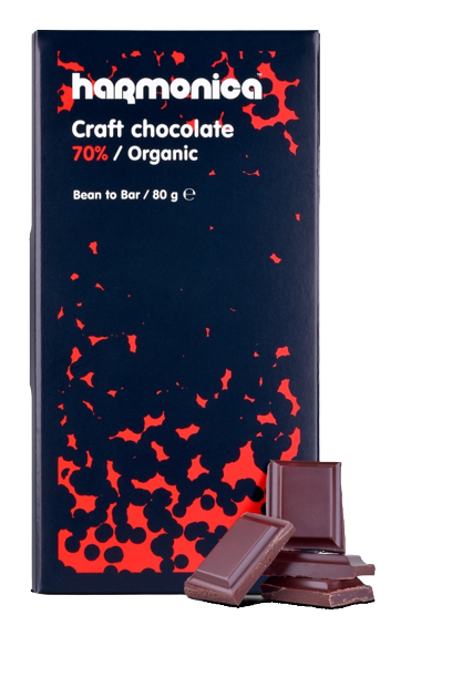 Ciocolata neagra 70% cacao Bio, 80g, Harmonica