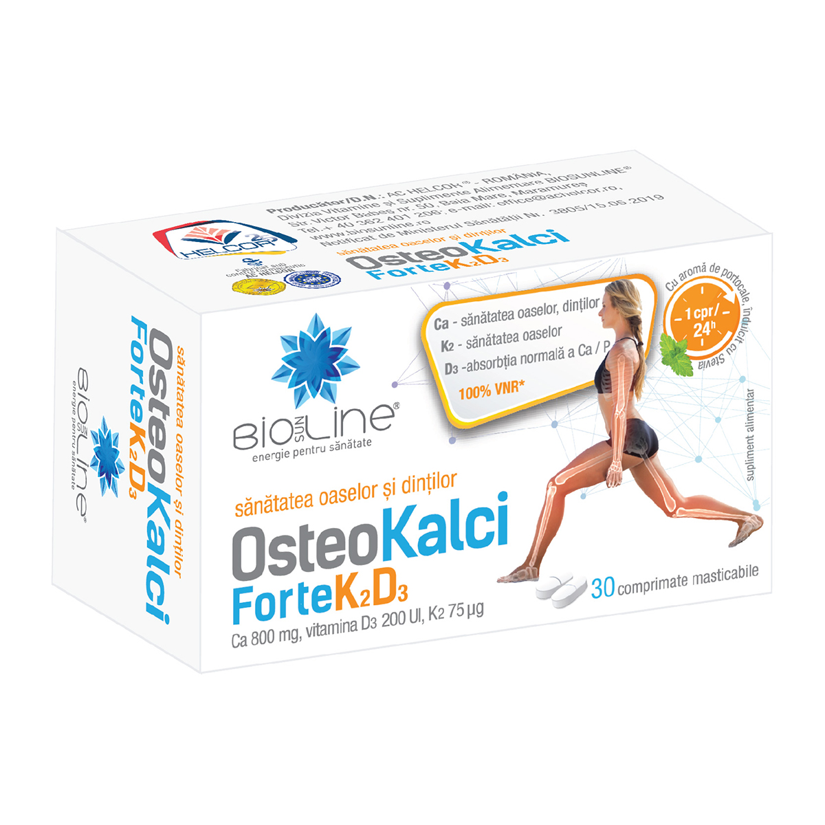 Osteo Kalci Forte K2D3, 30 comprimate masticabile, BioSunLine