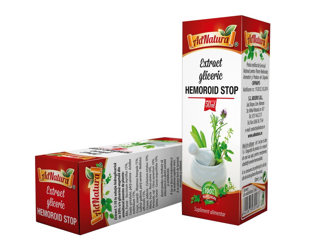 Extract gliceric Hemoroid stop, 50ml, AdNatura