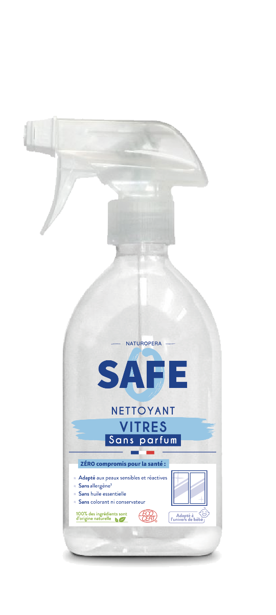 Detergent bio pentru geamuri cu pulverizator fara parfum si fara alergeni, 500ml, Safe