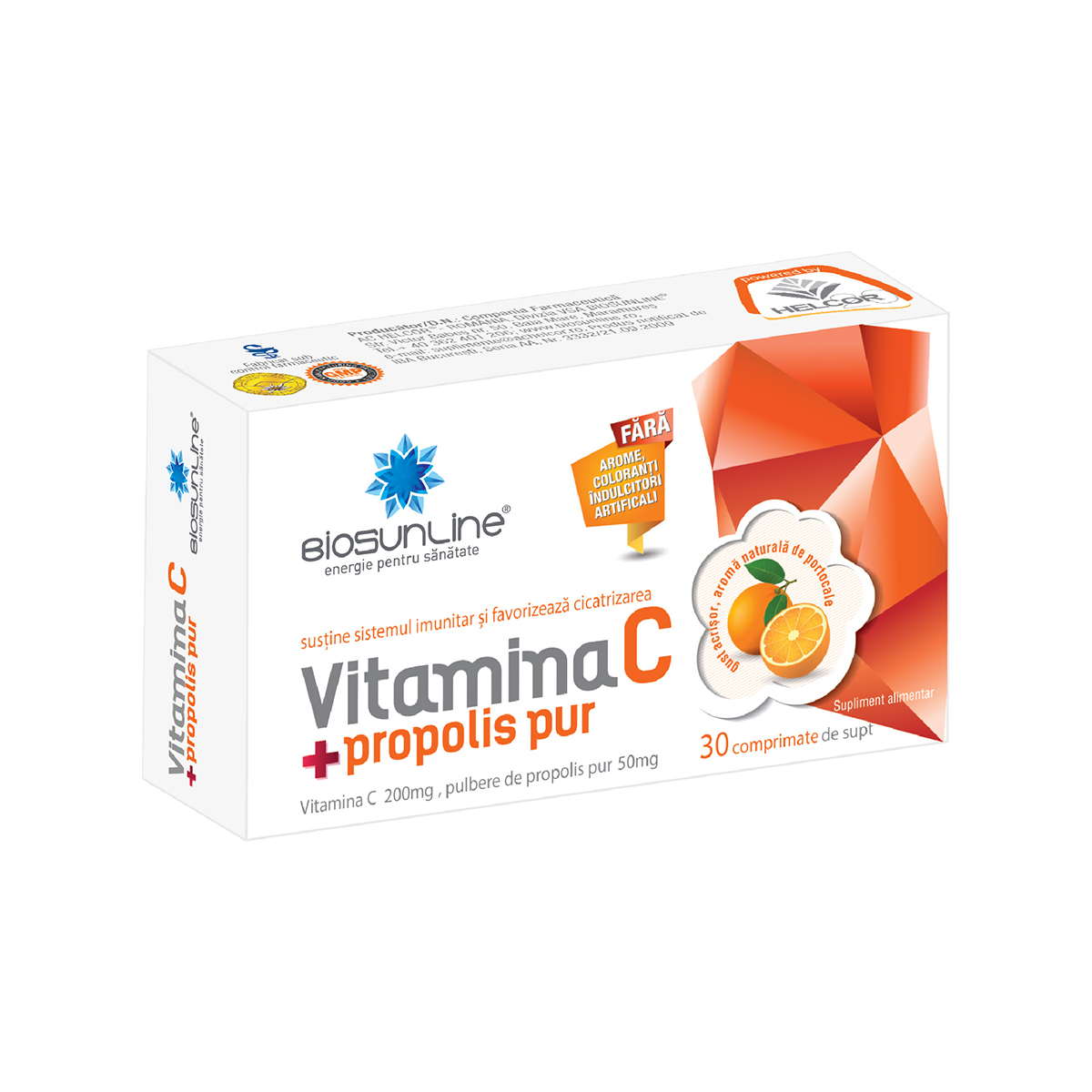 Vitamina C cu propolis, 30 comprimate de supt, BioSunLine