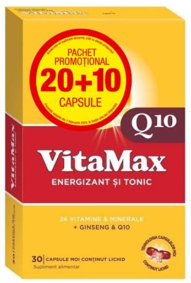 Pachet Vitamax Q10, 20 + 10 comprimate, Perrigo