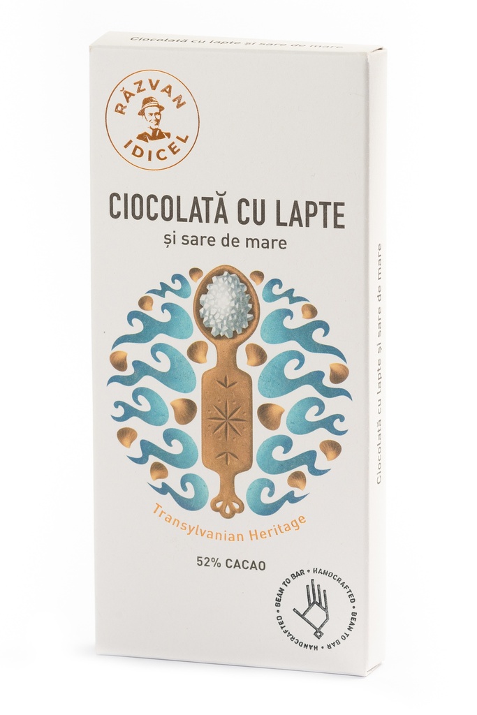 Ciocolata 54% cacao cu lapte si sare de mare, 80g, Razvan Idicel