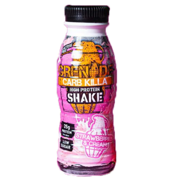 Shake proteic cu aroma de capsuni Carb Killa Protein, 330ml, Grenade