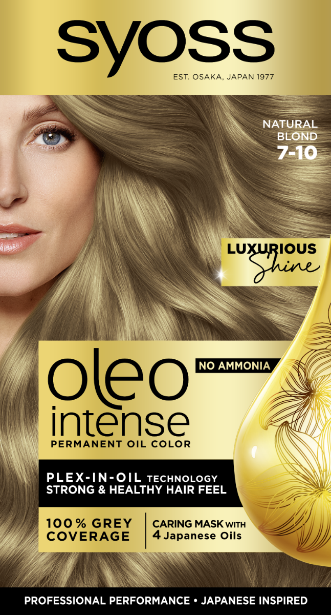 Vopsea de par fara amoniac Color Oleo 7-10 blond natural, 115ml, Syoss