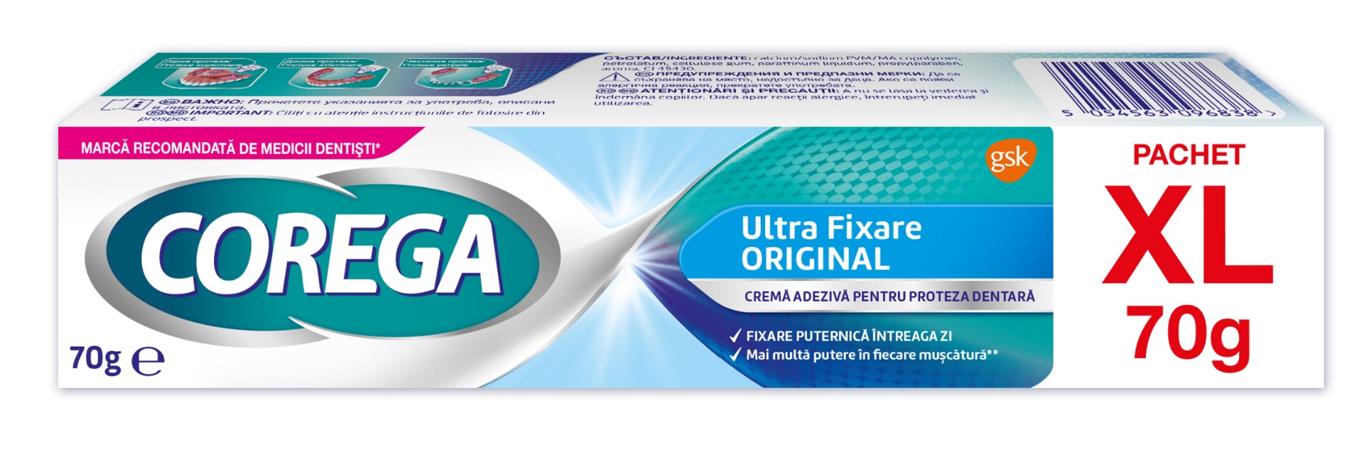 Crema adeziva pentru proteza dentara Ultra Fixare Original, 70g, Corega