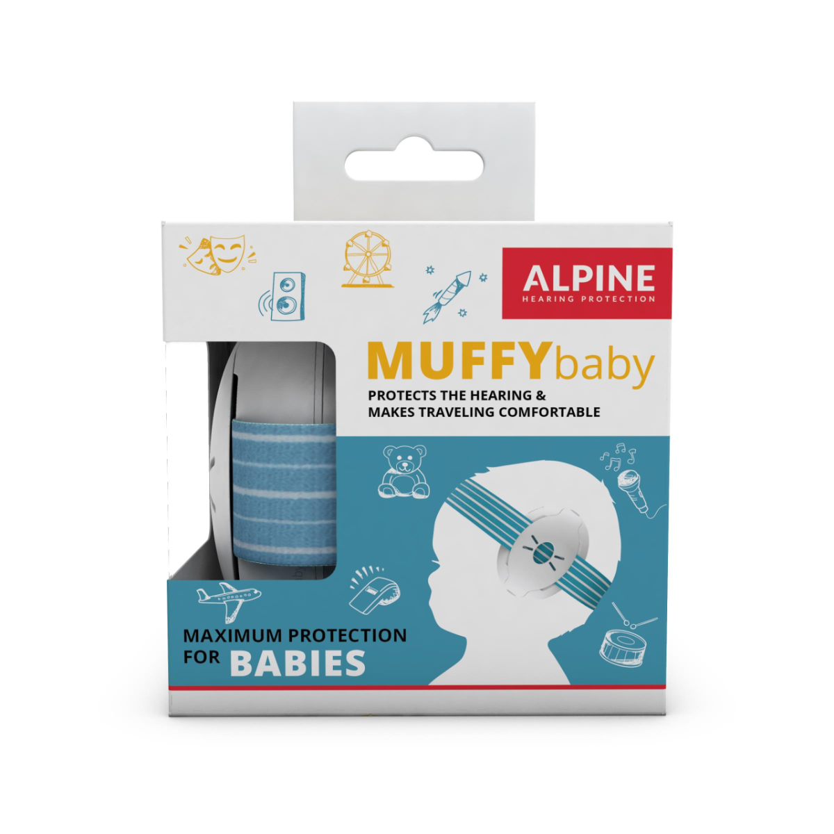 Casti antifonice pentru bebelusi de la 0-3 ani Muffy Baby Blue ALP24944, 1 bucata, Alpine