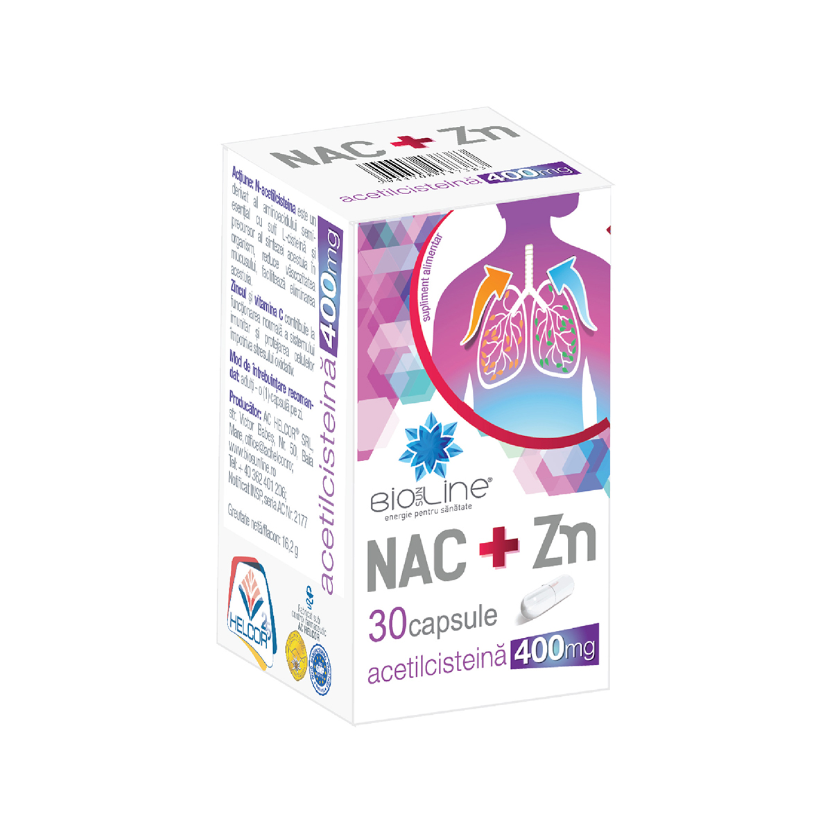 NAC+Zn 400mg, 30 capsule, BioSunLine