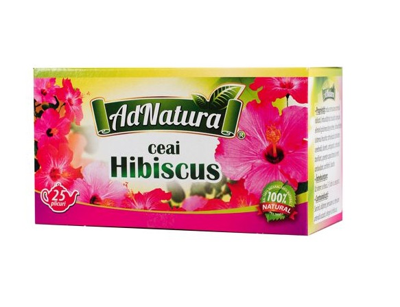 Ceai de hibiscus flori, 20 plicuri, AdNatura