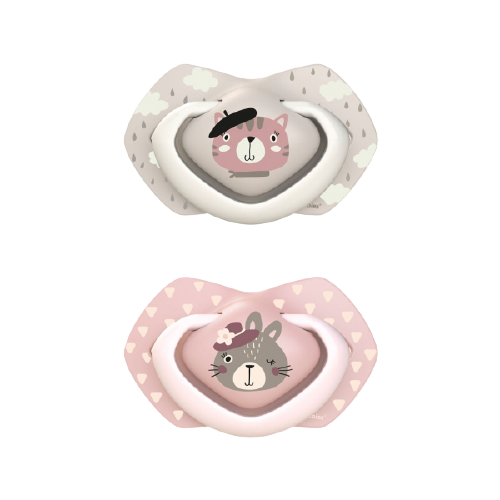 Suzeta roz din silicon 6-18 luni Bonjour Paris, 2 bucati, Canpol babies