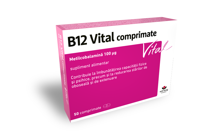 Vitamina B12 Vital comprimate, 50 comprimate, Worwag