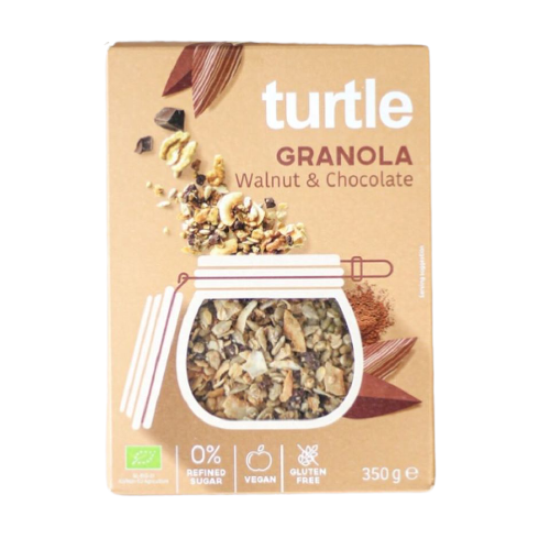 Granola cu cereale eco cu nuci si ciocolata, 350g, Turtle