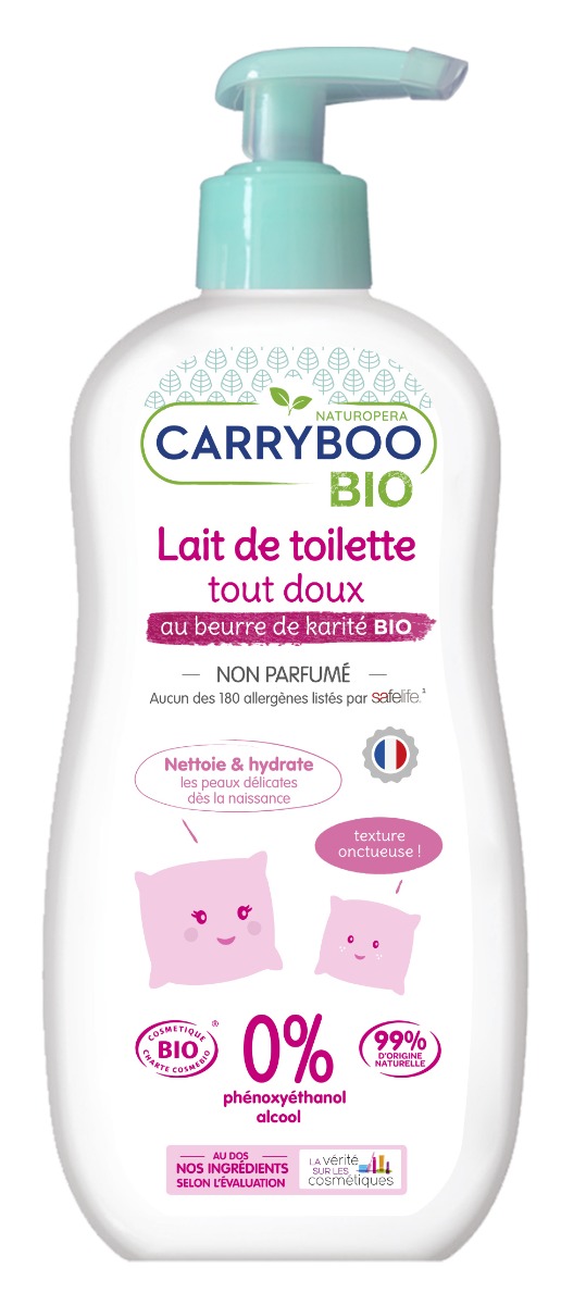 Lapte de corp pentru bebelusi fara parfum si cu unt de shea BIO, 500ml, Carryboo