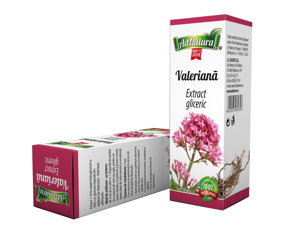 Extract gliceric de radacina de valeriana, 50ml, AdNatura