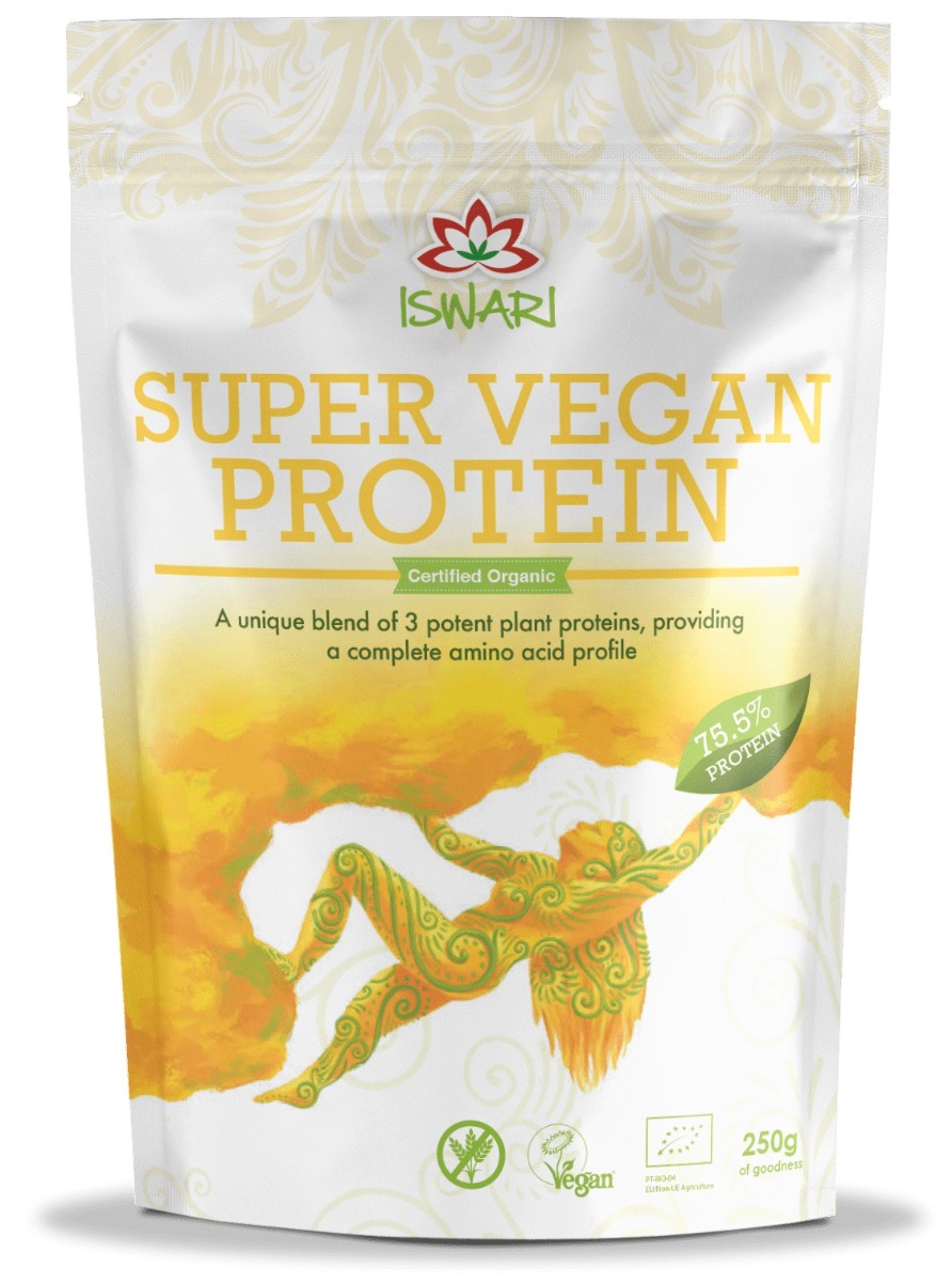 Pulbere proteica bio Super Vegan 75% proteina, 250g, Iswari