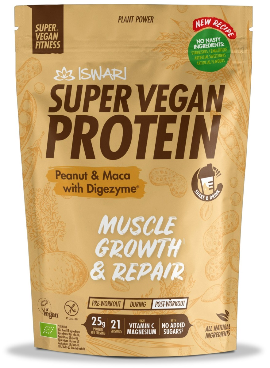 Proteina bio arahide si maca Super Vegan, 875g, Iswari