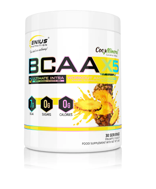 Aminoacizi pudra cu aroma de ananas BCAA-X5, 360g, Genius Nutrition