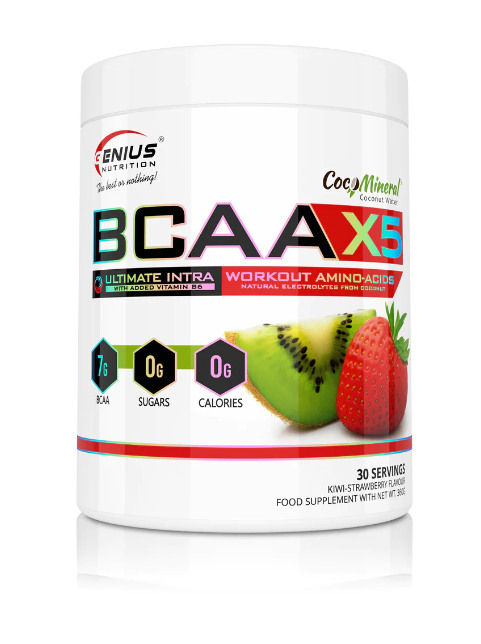 Aminoacizi pudra cu aroma de kiwi si capsuni BCAA-X5, 360g, Genius Nutrition