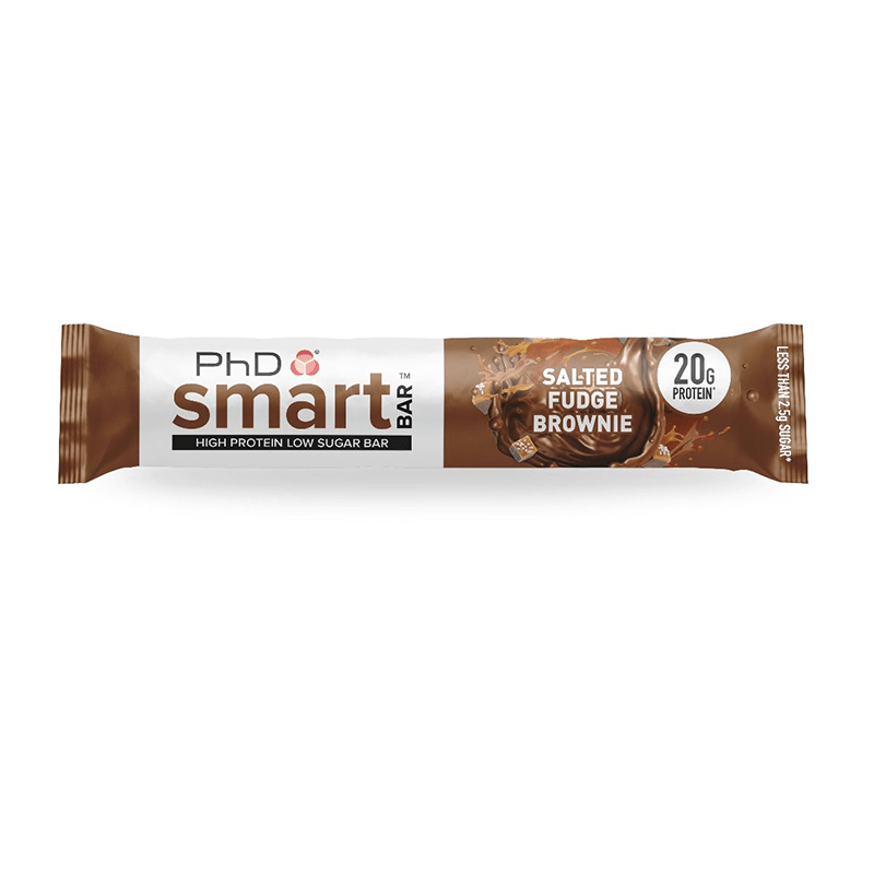 Baton proteic cu caramel sarat Smart Bar Salted Fudge Brownie, 64g, PhD