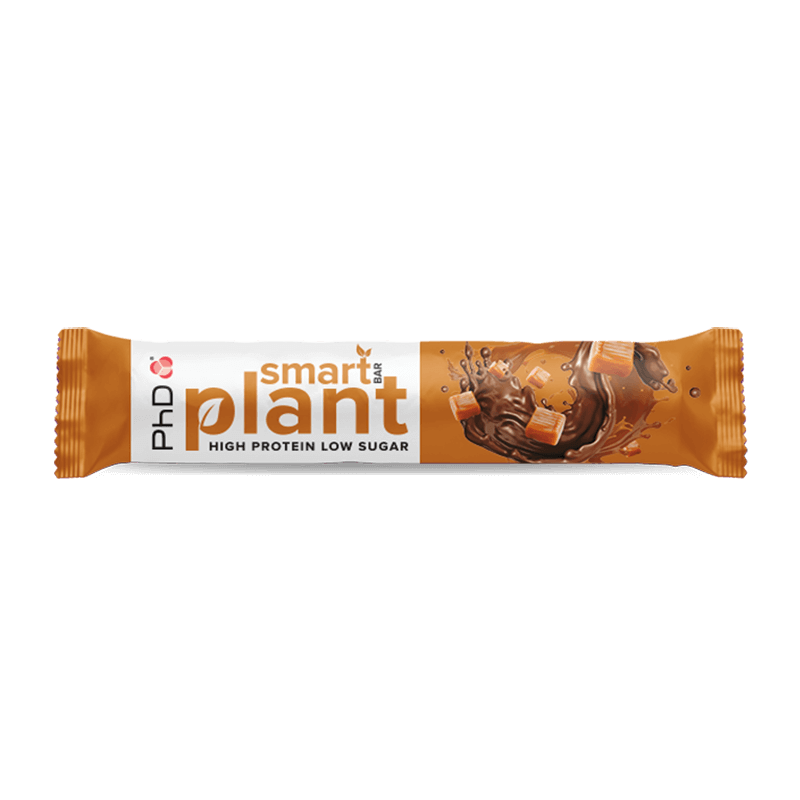 Baton proteic vegetal cu aroma de caramel sarat Smart Bar Plant, 64g, PhD