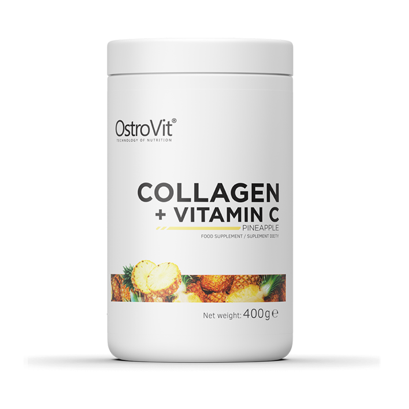 Supliment alimentar Colagen + Vitamina C cu aroma de ananas, 400g, OstroVit