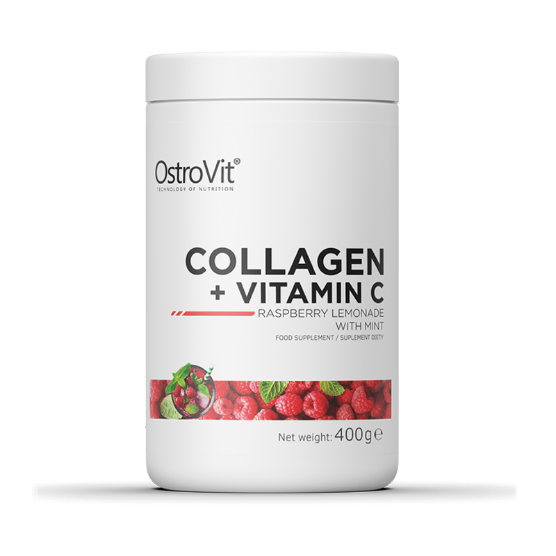 Colagen + Vitamina C cu aroma de zmeura, 400g, OstroVit