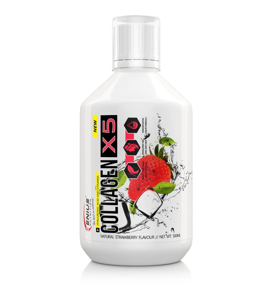 Collagen X5 cu aroma de capsuni, 500g, Genius Nutrition