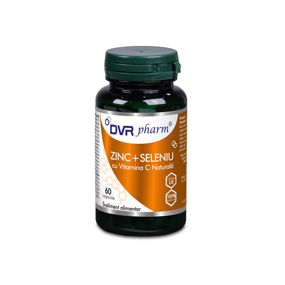 Zinc + Seleniu cu Vitamina C Naturala, 60 capsule, DVR Pharm