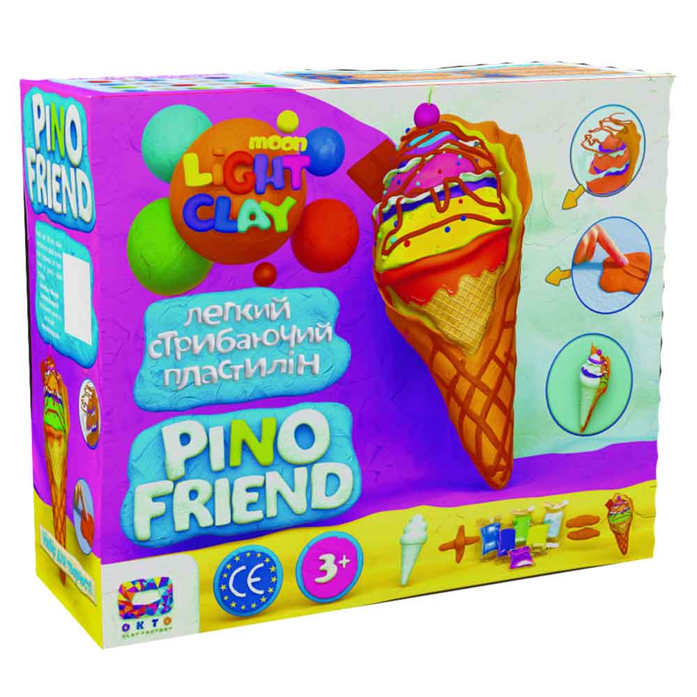 Set de creatie cu argila usoara Pino Friend Moon Light Caly-Ice Cream, 1 bucata, Oktoclay