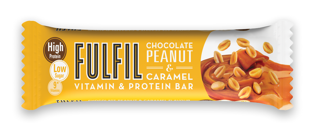 Baton proteic cu 9 vitamine Choco Peanut & Caramel Bar, 55g, Fulfil Nutrition