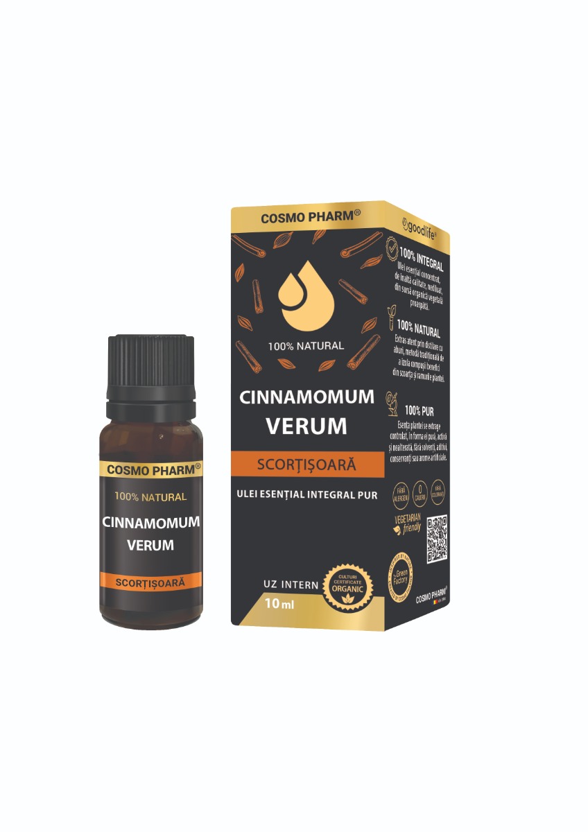 Ulei esential de scortisoara Cinnamomum Verum, 10ml, Cosmopharm