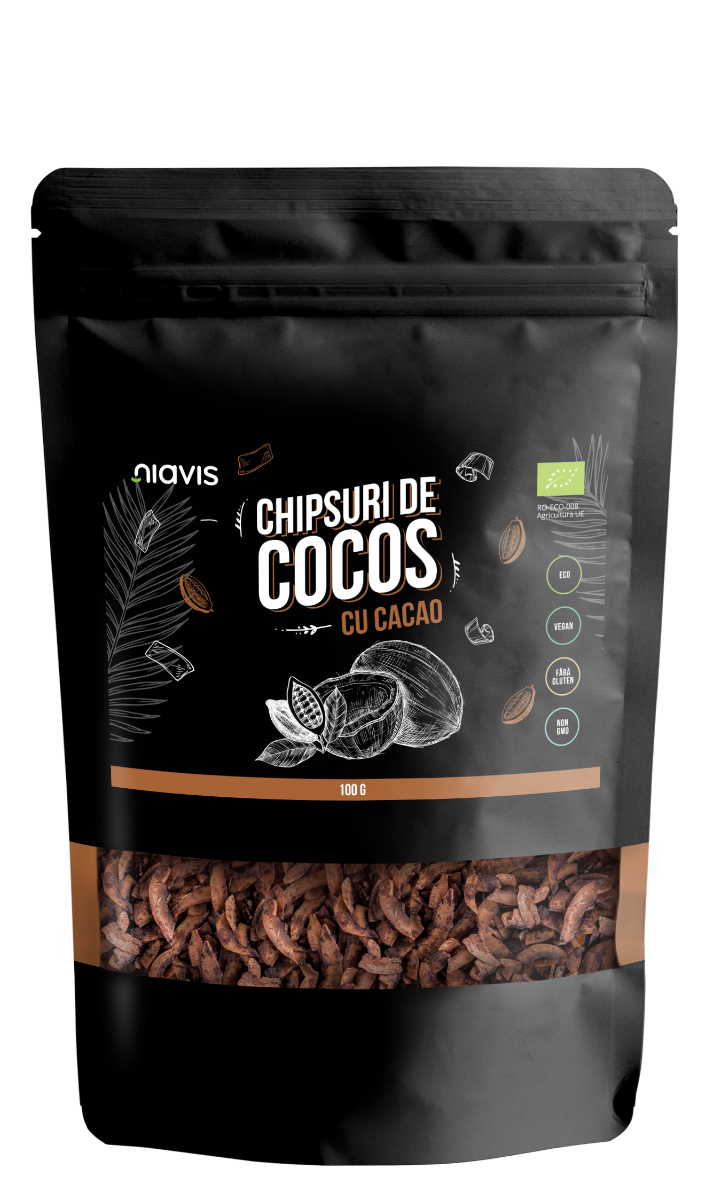 Chipsuri de cocos cu cacao Eco, 100g, Niavis