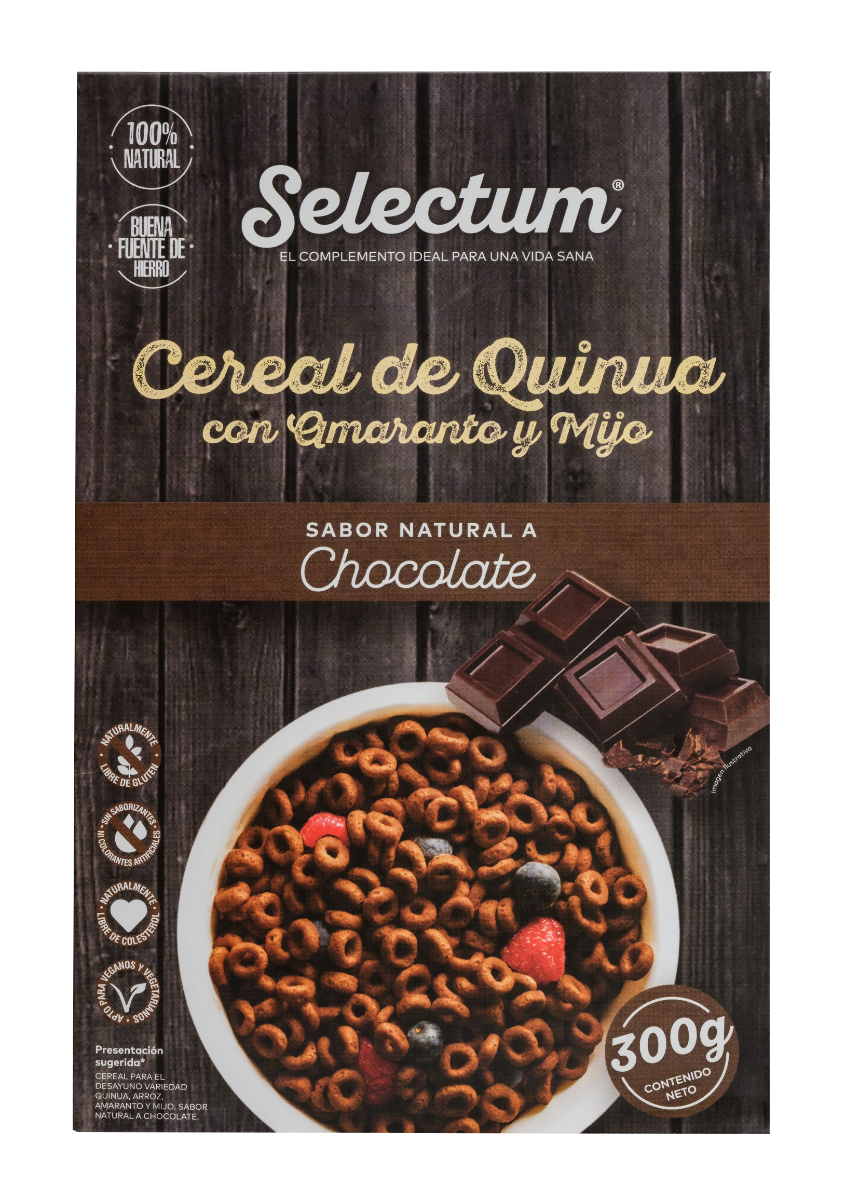 Cereale de quinoa cu amarant si mei cu aroma de ciocolata, 300g, Selectum