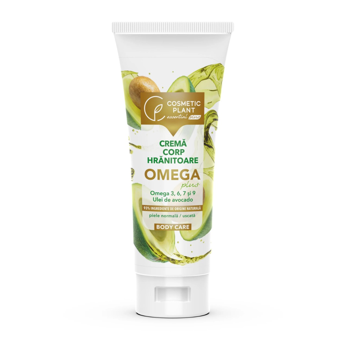 Crema de corp hranitoare cu omega 3 6 7 8 si ulei de avocado Omega Plus, 200ml, Cosmetic Plant