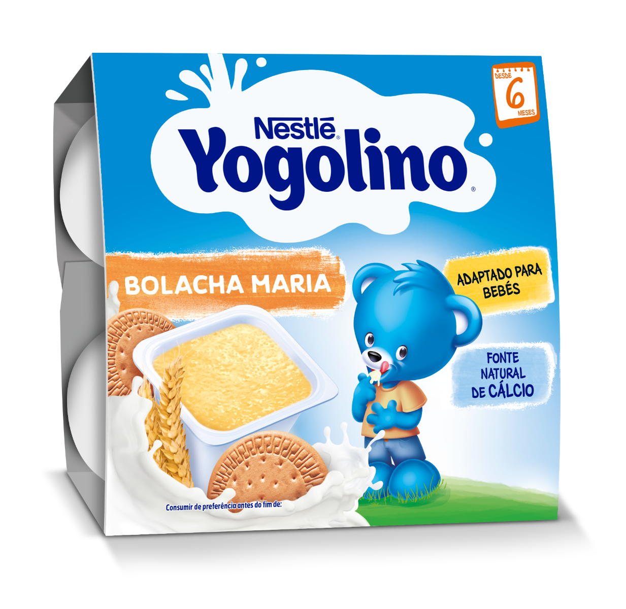Gustare gris cu lapte si biscuiti Yogolino, 4 x 100g, Nestle