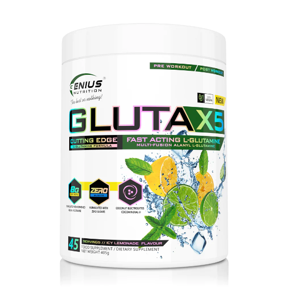 Gluta-X5 cu aroma de limonada, 405g, Genius Nutrition